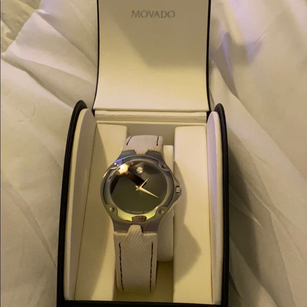 White Movado Se Sports Edition Vintage Denim Watch